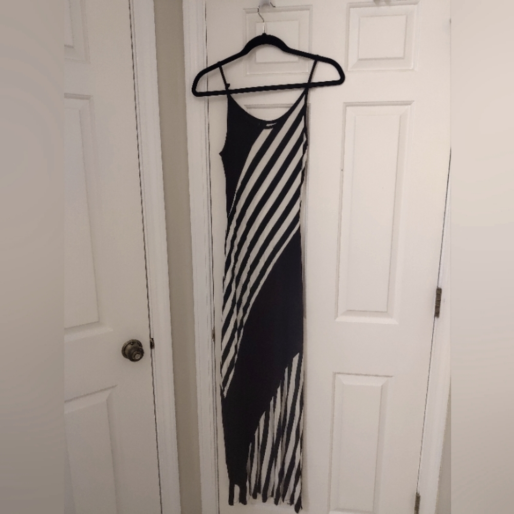 Monteau Black and White Stripe Maxi Dress M